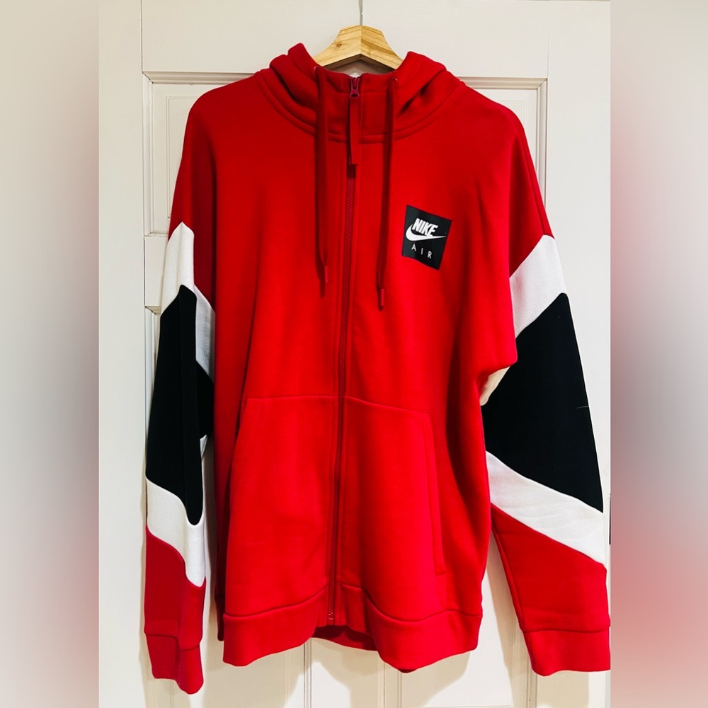 Nike Red and Black Hoodie with White Accents